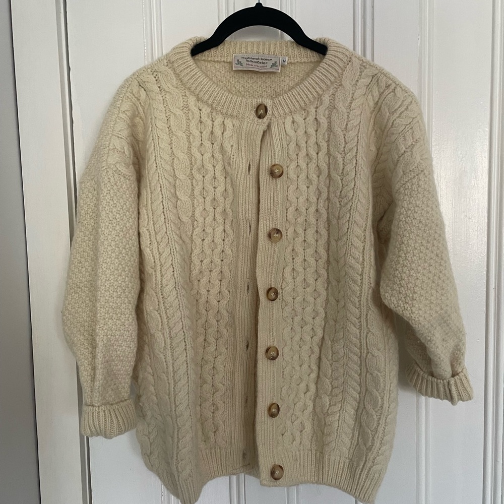 Vintage wool Fisherman cable knit cardigan